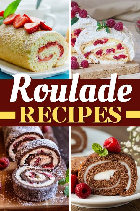 Roulade Cake Recipe, Holiday Swiss Roll Cake, Best Swiss Roll Cake Recipe, Meringue Roll Cake, Meringue Roulade Recipe, Christmas Roulade, Roulade Recipe Desserts, Baking Terms, Raspberry Swiss Roll