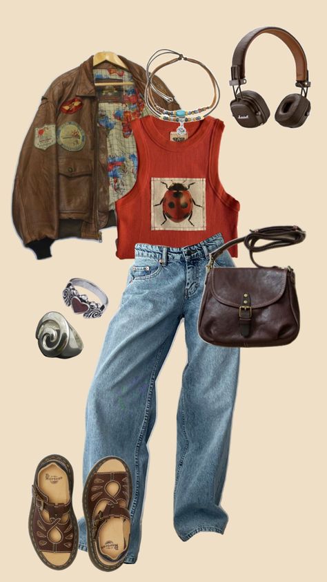 Colorful Outdoorsy Outfits, Woodland Outfit Women, Earthy Punk Outfits, Vintage Outdoorsy Outfits, Retro Hiking Outfit, Grandpacore Outfits Women, All Things Go Festival Outfit, Oregon Aesthetic Clothes, Khaki Shirt Outfit