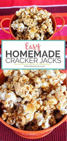 Don't let movie night pass you buy without trying this Easy Homemade Cracker Jacks Recipe. They could be better than the original! #recipes #movienight #snacks Easy Homemade Crackers, Game Night Food, Homemade Crackers, Cracker Jack, Thrifty Thursday, Cracker Jacks, Game Day Snacks, Popcorn Recipes, Mouthwatering Recipes