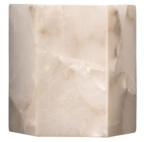 Jamie Young Alabaster Color, Hexagon Wall, Alabaster Stone, Hand Carved Stone, White Alabaster, Jamie Young, Construction Crafts, Salalah, Modern Wall Sconces