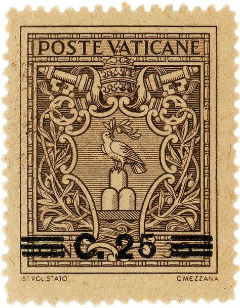 c1940-Vatican City postage stamp: Arms of Pope Prius XII | Flickr - Photo Sharing! Post Stamp Vintage, Pius Xii, طوابع بريد, Postage Stamp Design, Postcard Stamps, Old Stamps, Rare Stamps, Postage Stamp Art, 카드 디자인