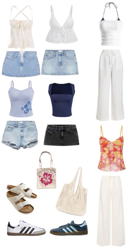 Cute & trendy outfits for summer Cute Outfits For Paris Summer, Trendy College Outfits Summer, Summer Outfits Dominican Republic, Mexico Vibes Outfits, Hawaii Outfit Inspo Casual, Outfits For Madrid Summer, Aesthetic Beach Outfits For Women, Vacation Outfit Board, European Summer Outfit Ideas