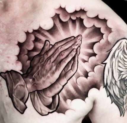 Praying Hands Clipart, Pray Tattoo, Praying Hands Tattoo Design, Praying Hands Tattoo, Hands Tattoo, Unusual Tattoo, Chicano Tattoos, Chicano Art Tattoos, Cloud Tattoo