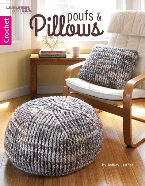 Poufs and Pillows by Ashley Leither from Leisure Arts 8 Fantastic and Easy Patterns for Floor Poufs and Crochet Pillows via @oombawkadesign Crochet Projects Quick, Crochet Meditation, Crochet Interior, Large Floor Pillows, Loom Projects, Crochet Book, Easy Patterns, Meditation Pillow, Crochet Pillows