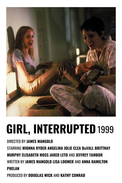 Girl Interrupted Movie, Movie Hacks, Movie To Watch List, Minimalistic Aesthetic, Girly Movies, Girl Interrupted, Minimalist Movie Poster, I Love Cinema, Movie Poster Wall