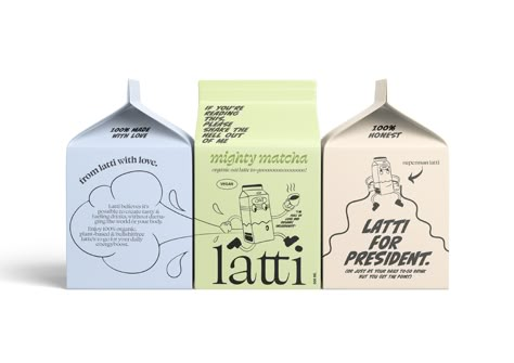 Latti - Packaging Design :: Behance Milk Product Packaging Design, Milk Products Packaging Design, Modern Packaging Design Food, Aesthetic Product Packaging, Almond Milk Packaging Design, Milk Tea Branding, Milk Packaging Design Boxes, Packaging Photoshoot, Milk Branding