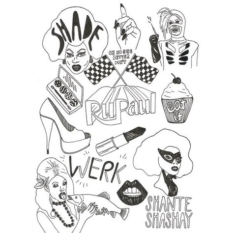 Drag Race Tattoo Ideas, Drag Race Tattoo, Gay Pride Tattoos, Gay Tattoo, Freedom Tattoos, Pride Tattoo, Yang Tattoo, Flash Sheets, Universe Tattoo