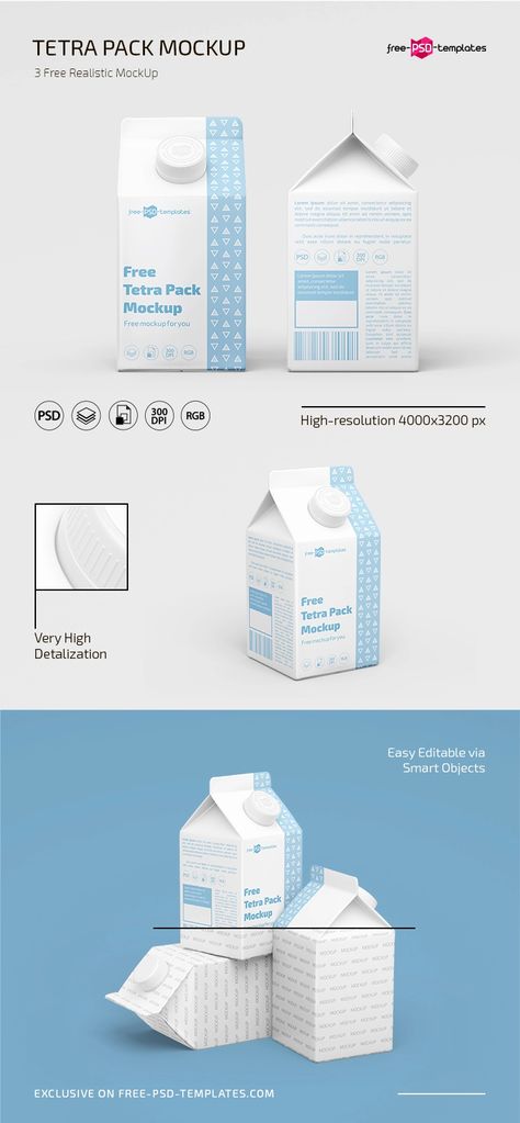 Tetra Pack, Mockup Template Free, Milk Packaging, Tetra Pak, Mockups Free, Special Style, Psd Template Free, Packaging Mockup, Mockup Templates