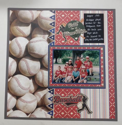 Baseball Scrapbook, Baby Boy Scrapbook Layouts, Family Scrapbook Layouts, Scrapbooking Sports, Graduation Scrapbook, Boy Scrapbook Layouts, Handmade Photo Albums, Beautiful Scrapbook Layouts, Scrapbook Boys