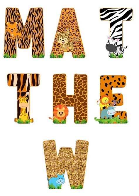 Jungle Safari Letter Printable, Safari Letters Printable Free, Jungle Alphabet, Safari Animals Birthday, Satirical Illustrations, Spongebob Birthday, Safari Birthday Party, Animal Letters, Diy Baby Gifts