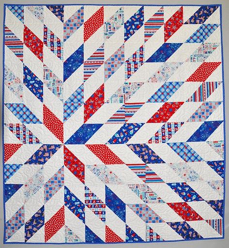 Fireworks Quilt Pattern, 4th Of July Quilt Patterns, Patriotic Quilt Blocks, Red White Blue Quilt, Qov Quilts, Free Quilt Patterns Printables, Flag Quilts, Patriotic Patterns, Graduation Quilt