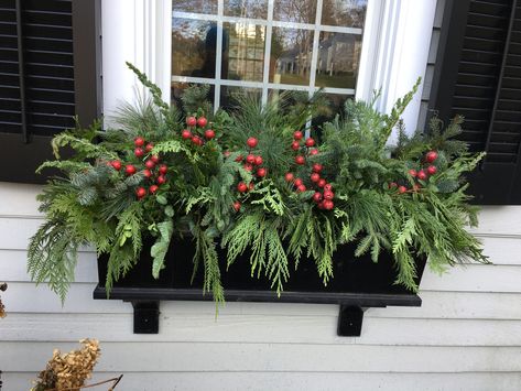 Holiday Decor — Paragon Landscape Construction Winter Porch Pots, Outdoor Planter Ideas, Christmas Window Boxes, Winter Window Boxes, Porch Pots, Winter Planters, Outdoor Christmas Planters, Holiday Planter, Winter Planter