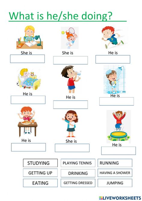 Present Progressive Worksheet For Kids, Verb Ing Worksheet, Present Continuous Worksheet For Kids, Action Verbs Activities, Esl Worksheets For Beginners, Present Continuous Worksheet, Free Cv Template Word, Darwin Evolution, Verbs Activities