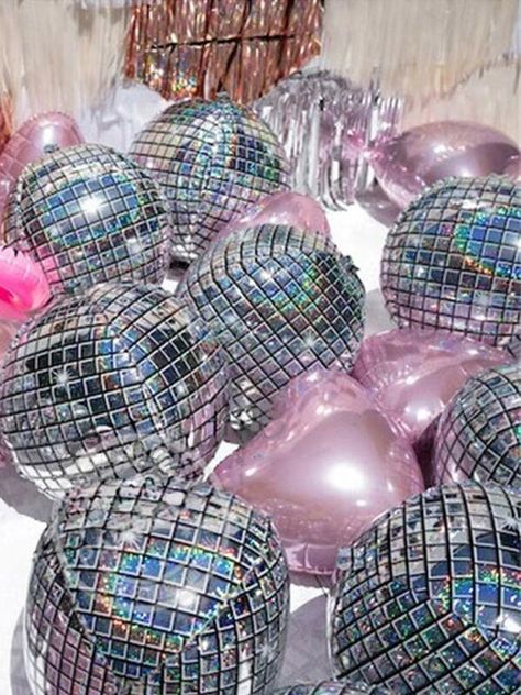 Disco Balloon 1pc With Heart Shaped Balloon 5pcs | SHEIN USA Y2k Candy, 2000s Party, Disco Birthday Party, Disco Decorations, Disco Theme, Bday Party Theme, 28th Birthday, Y2k Party, Cowgirl Party