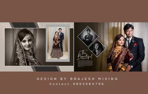 Wedding Photo Book Cover, Double Exposure Photoshop Tutorial, Wedding Album Design Layout, Wedding Photo Album Layout, Advertisement Examples, Saree Ceremony, Album Design Layout, Bridal Makeup Videos, Wedding Album Cover Design