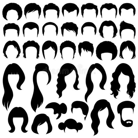 Hair silhouettes stock vector. Illustration of salon - 43035976 | Cartoon hair, Drawing hair tutorial, Hair vector #Hair_Styles_Illustration #Hair_Clipart #Hair_Vector #Drawing_Hair_Tutorial Hipster Icons, Face Stamp, رسم كاريكاتير, Hair Vector, Cartoon Body, Hair Clipart, Drawing Hair Tutorial, Reference Art, Cartoon Hair