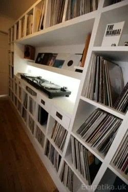 Vinyl Record Storage Ikea, Dj Workstation, Modern Record Console, Audio Racks, Vinyl Record Furniture, Vinyl Record Room, Lp Record Storage, Furniture Portfolio, Vinyl Shelf