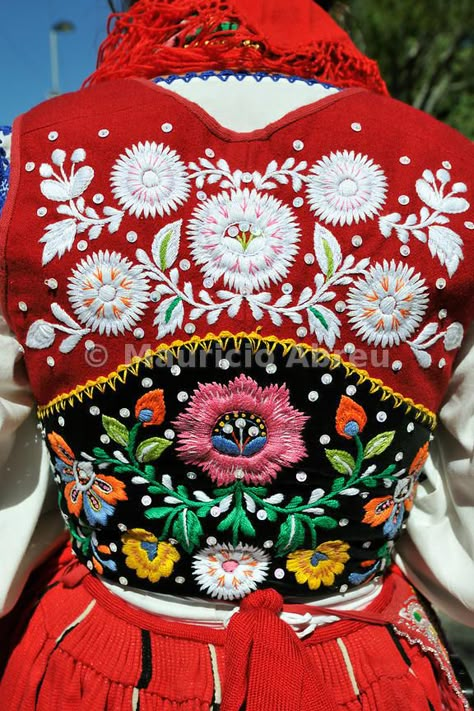 Traditional costume of Minho. Our Lady of Agony Festivities, the biggest traditional festival in Portugal. Viana do Castelo. Polish Embroidery, Folk Clothing, Redwork Embroidery, National Dress, Folk Dresses, Folk Embroidery, Ethnic Dress, Folk Costume, Embroidery Ideas