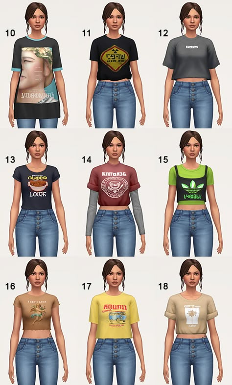 Sims 4 Cc Maxis Match Shirts, Ts4cc Maxis Match Clothes, Sims 4 Simlish Cc, Sims 4 Lookbook Maxis Match, Simlish Cc, Four One Direction, Clothes Cc, Sims 4 Game Mods, Sims 4 Mm Cc