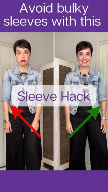 Lucia Caine | PERSONAL STYLIST & COLOUR ANALYSIS QLD AU on Instagram: "Need to shorten your sleeves? If you’re not a fan of using hair ties, and you find that rolling your sleeves can create unwanted bulk, especially with thicker fabrics, try this stylish sleeve hack. Like anything, the best way to shorten your sleeves depends upon the garment type, the fabric, your proportions and personal style preferences. 1. Create a wide cuff by turning the hem sleeve up to just below your elbow or where Dressing Hacks, Style Tricks, Shirt Knot, Outfits Styling, Clothes Hacks, Style Hacks, Chic Over 50, Colour Analysis, Hanging Ideas