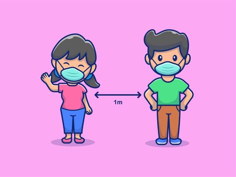 Social Distancing People Boy And Girl by catalyst on Dribbble Cursive Handwriting Sheets, School Border, Handwriting Sheets, Warrior Drawing, Nurse Art, Drawing Competition, Mask Drawing, Building Illustration, Studying Math