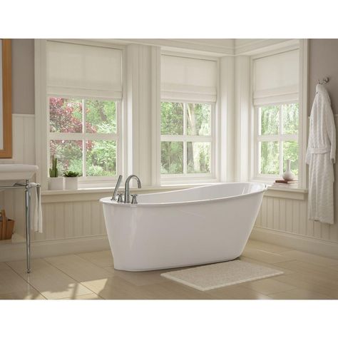 MAAX Sax 5 ft. Freestanding Reversible Drain Bathtub in White-105797-000-002-100 - The Home Depot Standing Tub, Jetted Bath Tubs, Steam Showers Bathroom, Soaker Tub, Whirlpool Tub, Freestanding Bathtub, Freestanding Tub, Whirlpool Bathtub, Soaking Bathtubs