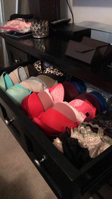 I love organizing my clients under garments drawer. I love making it Victoria Secret like! Easy and appealing access to your everyday lifestyle #closet #closetorganization #closetgoals #style #stylist Panty And Bra Drawer Organization, Victoria Secret Drawers, Under Garments Organization, Under Garments For Women, Bra Organization Ideas, Hello Kitty Appliances, Hospital Room Snapchat Stories, Bra Organization, Bra Storage