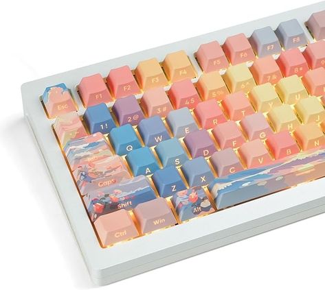 Amazon.com: dagaladoo Side Printed PBT Key caps,130key Double Shot,Shine Through Custom Key Cap,Cherry Profile Dye-Transparent keycaps for Machine Keyboard caps(Blue/Orange,only keycaps) : Electronics Keycaps Aesthetic, Desk Themes, Keyboard Caps, Unique Keyboards, Kawaii Cloud, Computer Set, Tech Bag, Keycap Set, Custom Pc