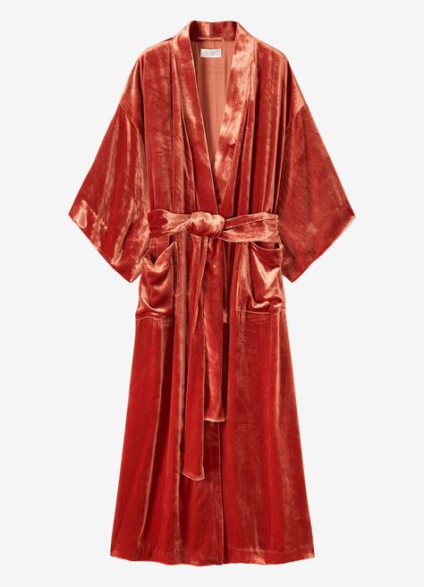 VELVET SILK GOWN by TOAST Women Nightwear Outfit, Velvet Dressing Gown, Nightwear Outfits, Silk Clothes, Printed Gowns, Silk Lingerie, Silk Gown, Velvet Fashion, Women Nightwear