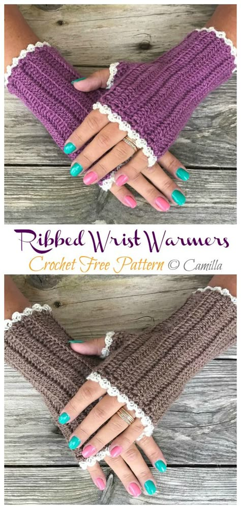 Ribbed Wrist Warmers Crochet Free Pattern - Crochet & Knitting Crochet Gloves, Wrist Warmers, Free Crochet Patterns, Fingerless Gloves, Free Crochet, Gloves, Crochet Patterns, Crochet, Pattern