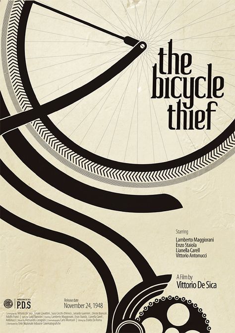 The Bicycle Thief ~I saw this movie and it's a tear jerker. Herb Lubalin, Poster Graphic, Bike Poster, Design Illustrations, Design Editorial, Bicycle Art, Poster Ads, Bike Art, Film Posters