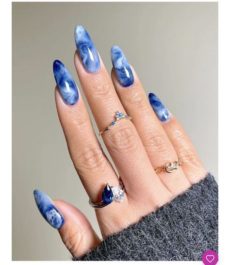 Blue Nail Art Ideas, Minimal Manicure, Nail Cuff, Purple Chrome Nails, Blue Nail Art Designs, Dark Blue Nails, Navy Blue Nails, Green Nail Art, Romantic Nails