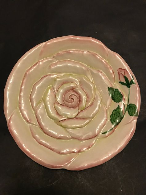 Vintage Rose Plate, 8.5 inch Embossed Flower Plate by Kirusshop on Etsy Unique Plates, Clay Plates, Notebook Art, Glendale Az, Pottery Crafts, Plate Art, Rose Vintage, La Rose, Clay Art Projects