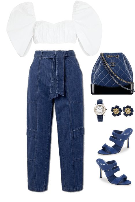 Cute Top And Jeans Outfit, Cute Top And Jeans, Top And Jeans Outfit, Top And Jeans, Casual Chic Outfit, Jeans Outfit, Moda Vintage, Outfit Shoplook, Women's Handbags