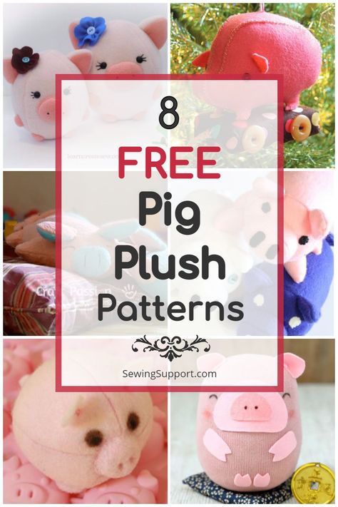 sewing toys patterns Diy Sewing Stuffed Animals, Free Stuffed Animal Patterns, Plush Sewing Patterns, Felt Monkey, Cloth Animals, Pig Stuffed Animal, Sock Monkey Pattern, Quick Diy Gifts, Pig Plushie