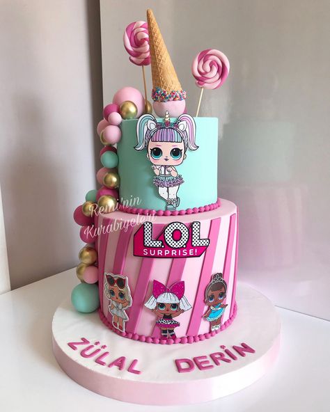 Lol Dolls Cake Ideas, Birthday Cake Lol Surprise, Lol Doll Birthday Cake Ideas, Lol Surprise Cake Ideas, Lol Surprise Dolls Cake Ideas, Lol Birthday Cake Ideas, 5th Birthday Cake Girl, Lol Theme Birthday Party Ideas, Lol Doll Birthday Party Ideas