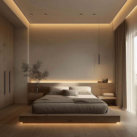 55 Minimalist Bedroom Ideas That Will Instantly Calm Your Mind - Edward George Woodworking Hacks, Modern Luxury Bedroom, Bedroom Wall Designs, Bedroom False Ceiling Design, Luxury Bedroom Master, Wall Designs, Bedroom Bed Design, 아파트 인테리어, Bedroom Headboard