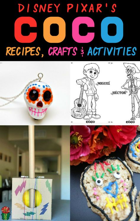 Ready to enjoy Disney Pixar's Coco at home with friends and family? How about having a fun movie night or themed party with these Coco ideas including recipes, crafts, and activities! #Disney #CocoMovie #KidParty #kidcraft Coco Movie Night, Disney Activities For Kids, Pixar Crafts, Coco Film, Disney Nights, Disney Crafts For Kids, Disney Activities, Movie Crafts, Disney Movie Night