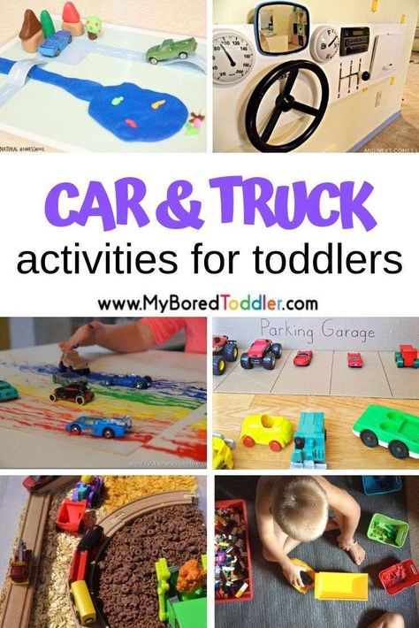 Car activities for toddlers and truck activities for toddlers - perfect for toddler play at home or at daycare #myboredtoddler #toddleractivity #toddleractiviteis #cars #trucks #oneyearoldactivity #learnthroughplay #twoyearoldactivity #threeyearoldactivity #indooractivitiesfortoddlers Truck Activities For Toddlers, Truck Activities, Toddler Car Activities, Two Years Old Activities, Car Activities, Indoor Activities For Toddlers, Toddler Car, Easy Toddler Activities, Fun Activities For Toddlers