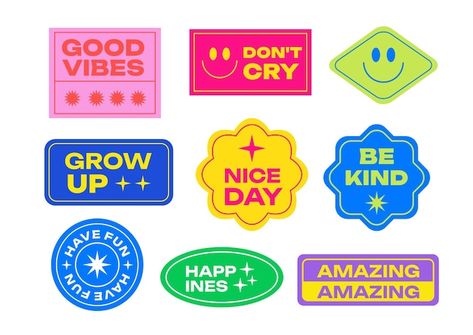 Corporate Stickers, Happy Graphic Design, Hello Logo, Stickers Graphic Design, Hipster Illustration, Smile Sticker, Trendy Stickers, Hello Sticker, Logo Tv