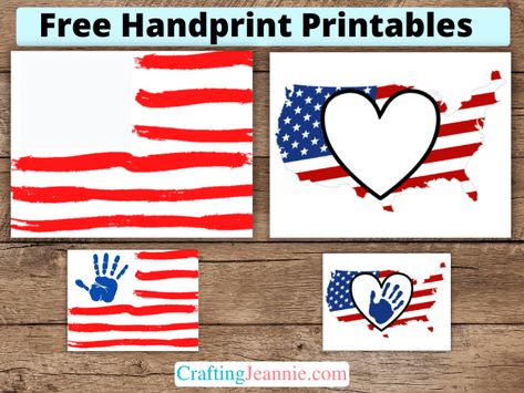 Flag Handprint Craft (Free Printable) - Crafting Jeannie Red White And Blue Handprint Art, Flag Handprint Art For Kids, Labor Day Crafts, Eagle Craft, Memorial Day Activities, Patriotic Activities, American Flag Crafts, Room Crafts, Patriotic Designs