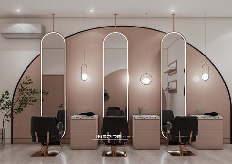 Barbershop Design Interior, Salon Interior Design Ideas, Salon Design Ideas, Beauty Salon Interior Design, Salon Mirrors, Modern Spa, Spa Room Decor, Spa Interior Design, Hair Salon Design