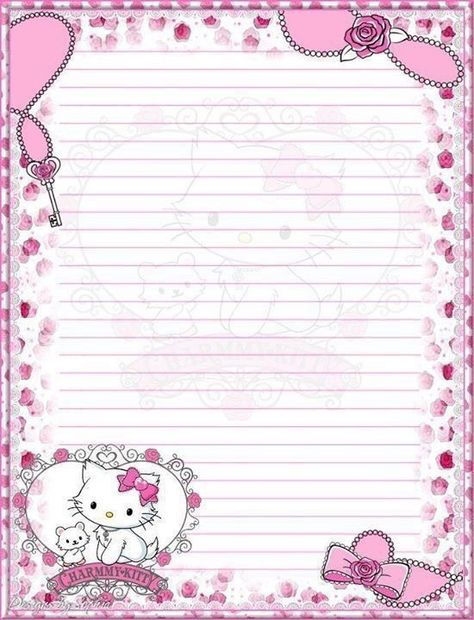 Love Letter Drawings, Letter Drawings, Drawing Hello Kitty, Art Sanrio, Hello Kitty Invitations, 2023 Image, Hello Kitty School, Hello Kitty Printables, Writing Paper Printable Stationery