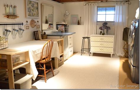 craft room 4 Basement Craft Rooms, Laundry Craft Rooms, Laundry Room Update, Basement Laundry Room, Basement Laundry, Modern Basement, Basement Bedroom, Craft Room Design, Basement Bedrooms