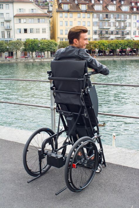 Standing Chair, Wheelchair Accessible Vehicle, Wheelchairs Design, Adaptive Equipment, Assistive Devices, Wheelchair Accessories, Powered Wheelchair, Sit To Stand, Aging In Place