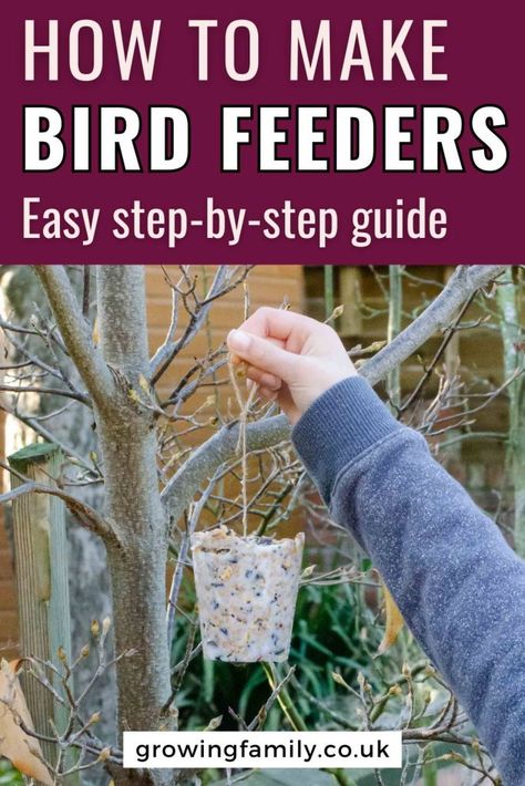 Homemade bird feeders: easy DIY + 6 simple ideas - Growing Family Tray Bird Feeder Diy, Frozen Bird Feeder, Winter Bird Feeders Diy, Homemade Bird Feeders For Kids, Easy Bird Feeders For Kids To Make, Diy Bird Feeders Homemade, Diy Bird Feeder Kids, Diy Bird Feed, Diy Bird Feeder Easy