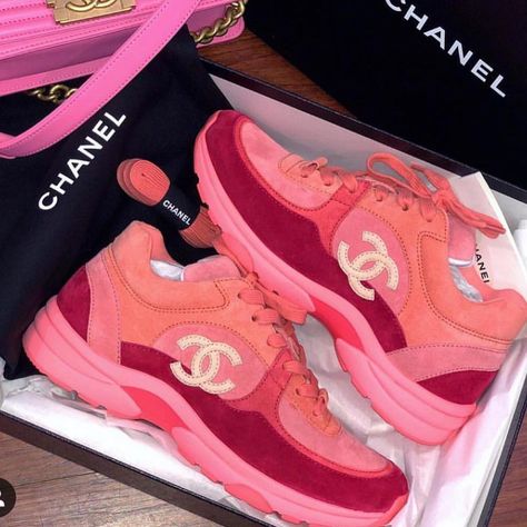 Back Up Page Online boutique 🗽 on Instagram: “Chanel Sneakers couple more sizes still in stock ❤️” Chanel Sneakers, Dad Sneakers, Baskets Nike, Pink Chanel, Trainer Sneakers, Casual Clothing, Chanel Shoes, Shoe Game, Saucony Sneaker