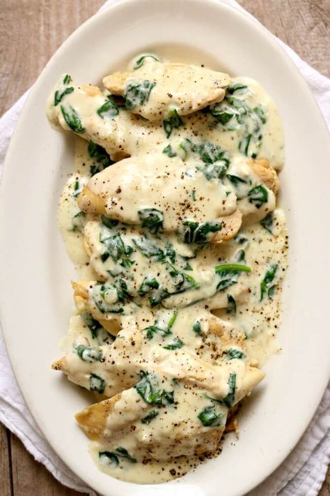 Instant Pot Garlic Parmesan Chicken, Creamy Garlic Parmesan Sauce, Garlic Parmesan Sauce, Slow Cooked Chicken, Garlic Parmesan Chicken, Parmesan Chicken, Instant Pot Dinner Recipes, Easy Instant Pot Recipes, Chopped Spinach