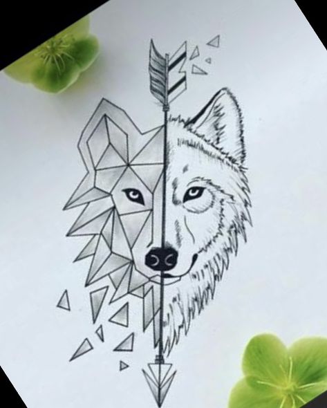 Wolf Drawing Geometric, Red Curly Hairstyles, Unique Mother Daughter Tattoos, Color Tattoos For Women, Delta Tattoo, Triangle Drawing, Colour Tattoo For Women, Flowers Japanese, Geometric Mandala Tattoo