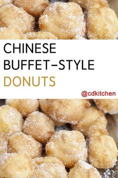 Copycat Chinese Buffet Style Donuts - Love those deep-fried donuts you get at the Chinese buffet? Well, here ya' go! Super easy to make at home. Made with oil, refrigerated biscuit dough, sugar | CDKitchen.com Chinese Doughnut, Donuts Fried, Deep Fried Donuts, Deep Fried Desserts, Fried Biscuits, Deep Fried Recipes, Fried Dessert, Chinese Buffet, Funnel Cakes